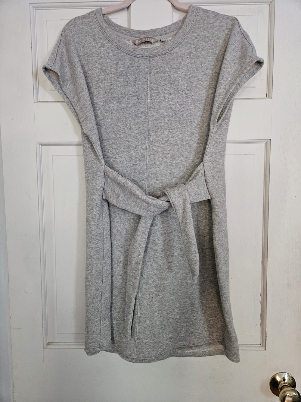 Athleta Gray Tie-Waist Sweatshirt Dress